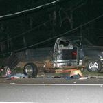 Power lines downed by wrecked truck