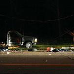 The truck spun around away from the pole