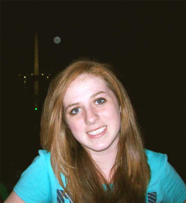 Washington Memorial From Lincolm Mem. At Night
