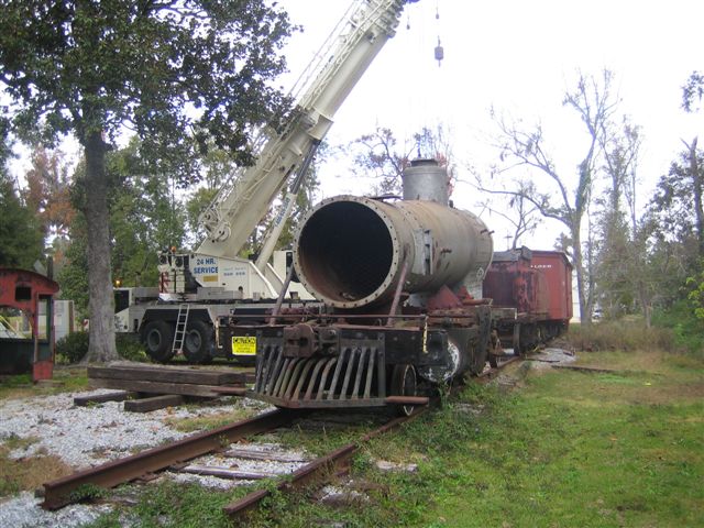  A view of the boiler's front toward the Boxcar Museum at the rear