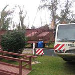 The water tank is lifted from the tender undercarriage.