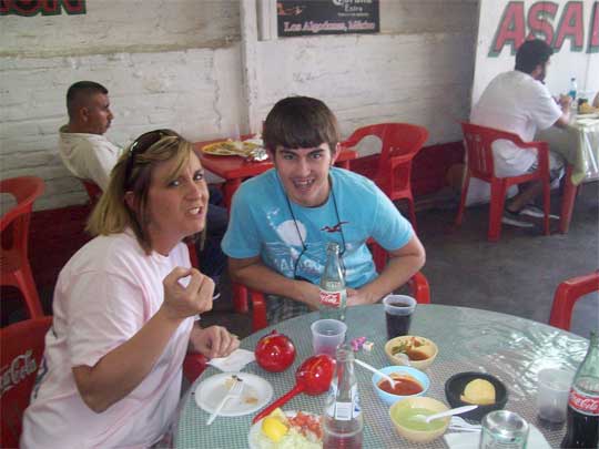 Lisa and Austin Albritton eating lunch in the village of Los Algodones, Baja, Mexico