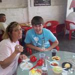 Lisa and Austin Albritton eating lunch in the village of Los Algodones, Baja, Mexico