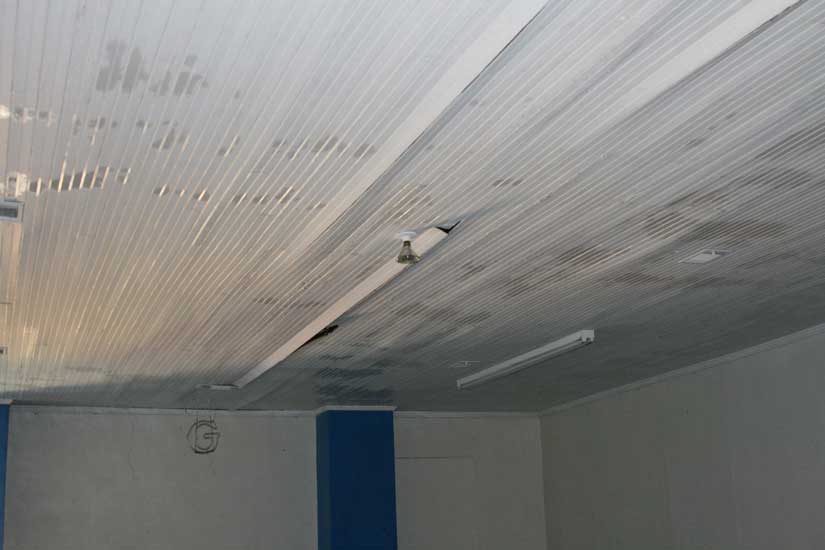 Water drips upstairs in Masonic Lodge