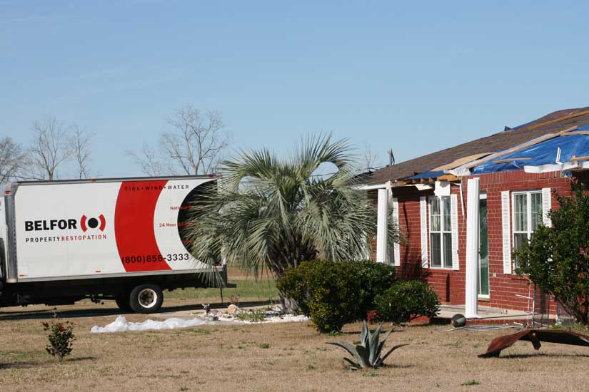 Restoration crew arrives