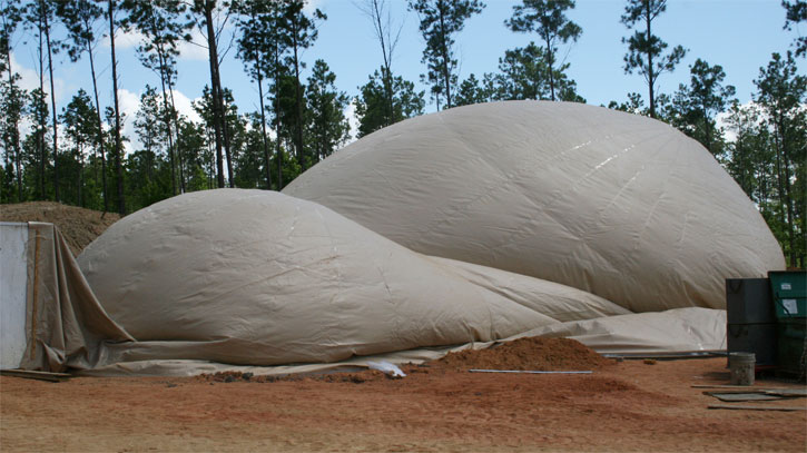 Dome home airform being inflated.