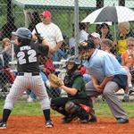 Batter Ethan Bomba, Catcher Zach Holland and umpire Josh Turner