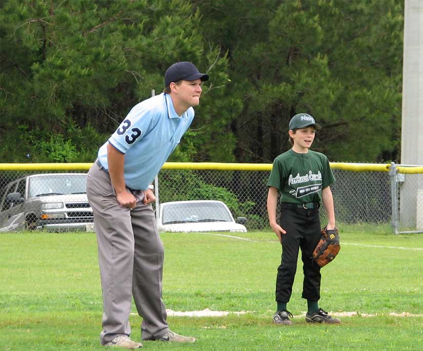 Field Umpire Parker Ross and Grizzles Mark Lee are ready for the play