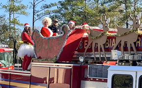 Reminder: Santa And Mrs. Claus On A Fire Truck This Morning In Century, Byrneville