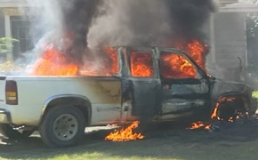 Firefighters Prevent Pickup Fire From Spreading To Nearby Home