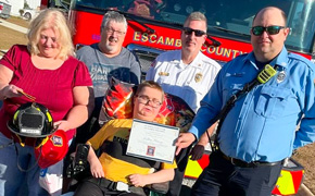 ECFR Makes Terminally Ill Cantonment Teen Honorary Firefighter