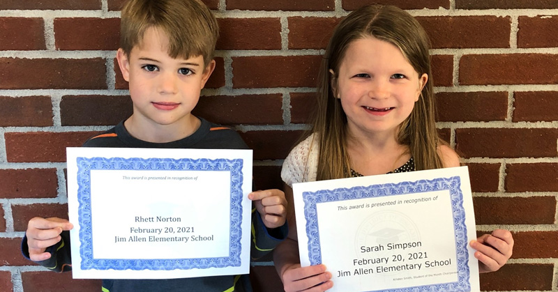 Jim Allen Elementary School Names Students Of The Month : NorthEscambia.com